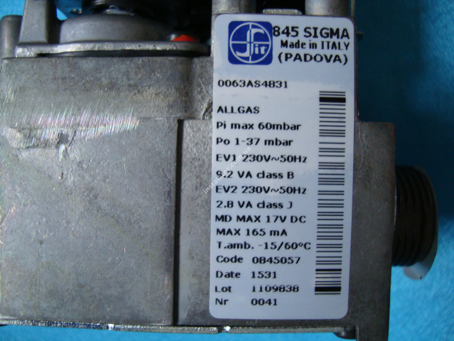 0.845.057 Газовий клапан SIT 845 SIGMA (синя катушка) HERMANN/IMMERGAS/ARISTON/BERETTA (Італія) full-image-6
